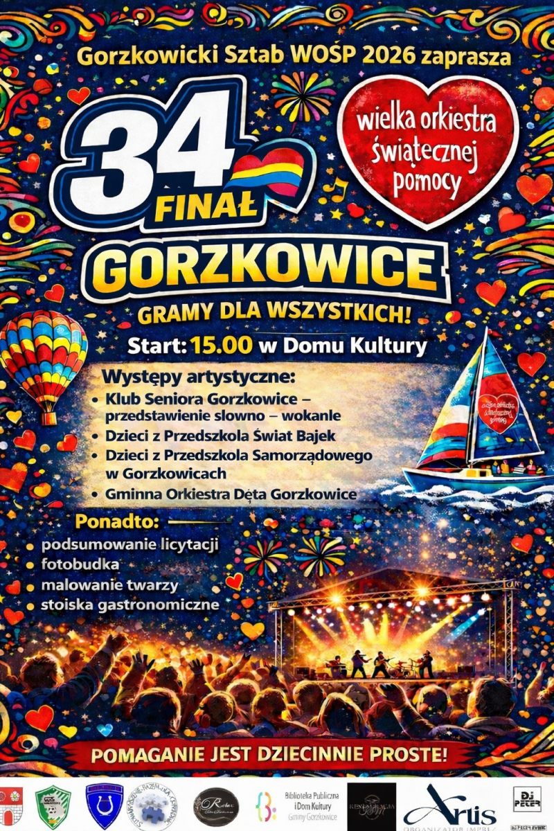 Zapraszamy na  34. finału WOŚP w Gorzkowice