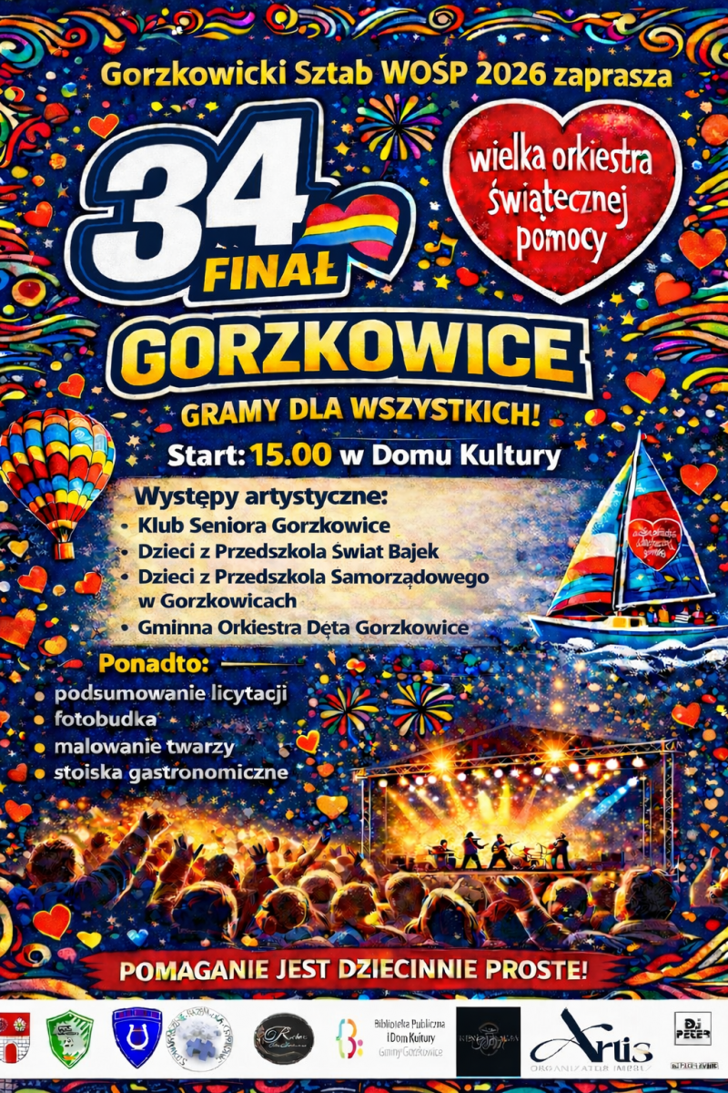 Zapraszamy na  34. Finał WOŚP w Gorzkowicach