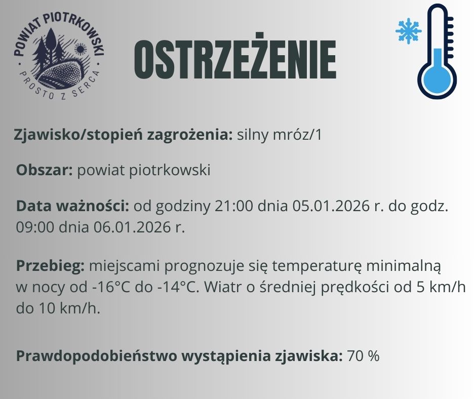 Ostrzeżenie meteorologiczne - silny mróz